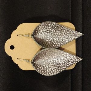 Silver Metallic Leather Earrings